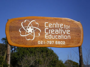 Centre for Creative Education | Carved wooden sign