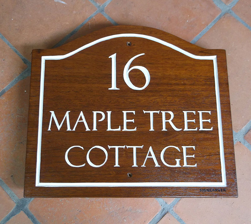 Maple Tree Cottage | Carved Wooden House Sign